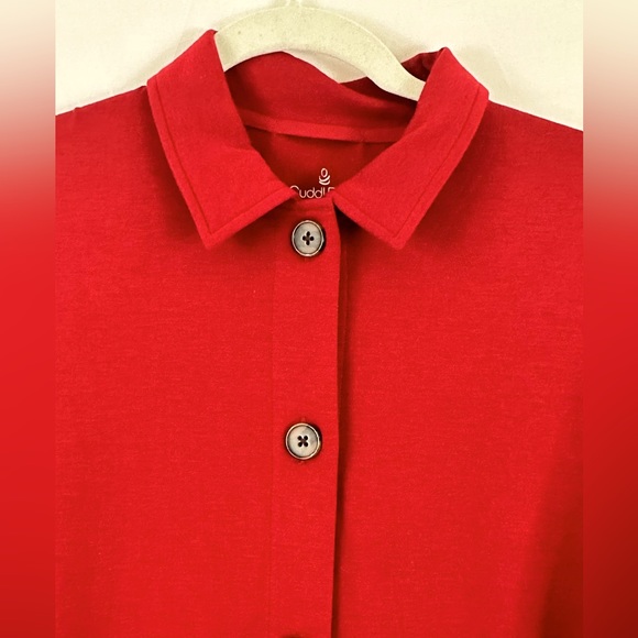 Cuddl Duds Comfortwear Button Front Jacket Red Front Patch Pockets XS - Picture 3 of 9